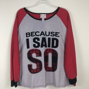 2X Because I Said So PJs + Pancakes Fleece PJ Top